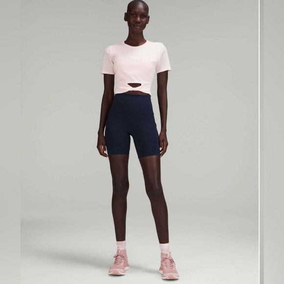 NWT Lululemon Cropped Cotton Ribbed-Band T-Shirt Strawberry Milkshake Sz 6 - Picture 4 of 6